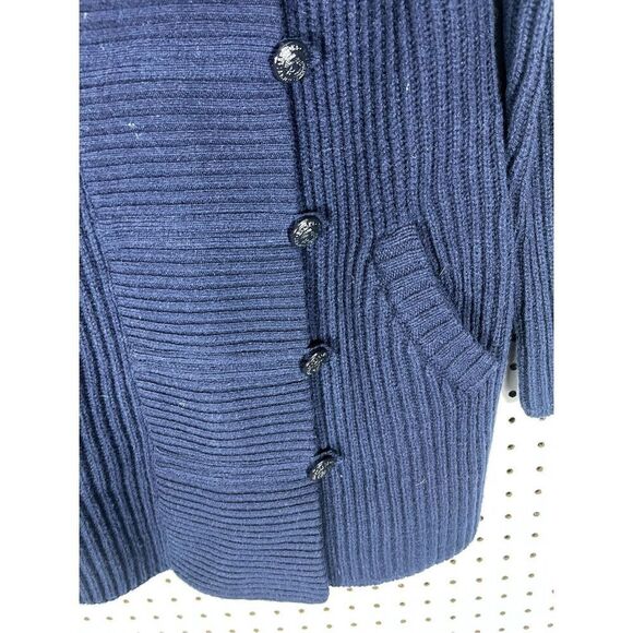 Brooks Brothers full zip cross button ribbed  cardigan wool sweater size M - Picture 7 of 10